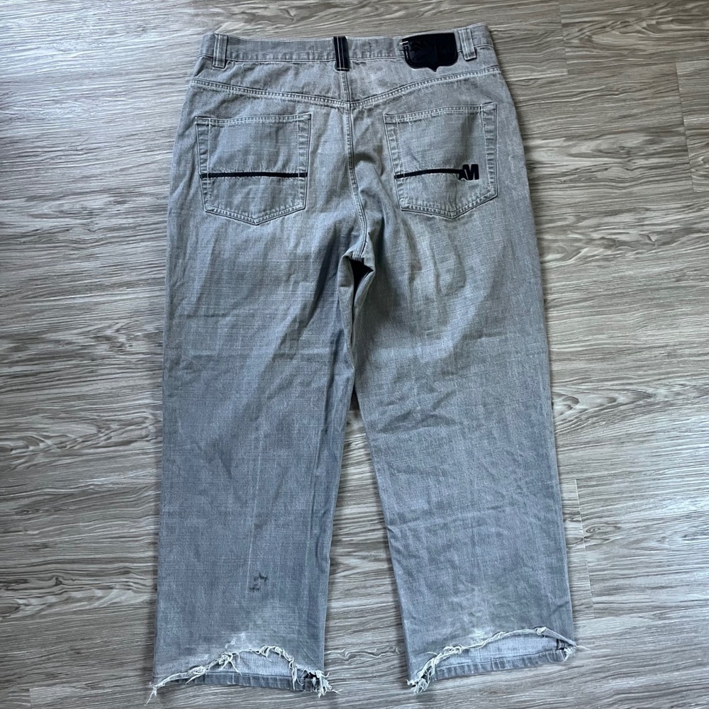 Mecca USA Vintage 90s Baggy Wide Leg Jeans Grey Denim Mens 40x32 Distressed